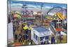 San Diego, California - Mission Beach Amusement Center Scene-Lantern Press-Mounted Premium Giclee Print