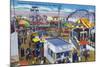 San Diego, California - Mission Beach Amusement Center Scene-Lantern Press-Mounted Art Print