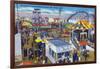 San Diego, California - Mission Beach Amusement Center Scene-Lantern Press-Framed Art Print