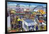 San Diego, California - Mission Beach Amusement Center Scene-Lantern Press-Framed Art Print