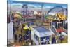 San Diego, California - Mission Beach Amusement Center Scene-Lantern Press-Stretched Canvas