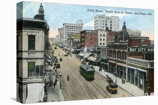 San Diego, California - Northern View of 5th Street from G Street-Lantern Press-Stretched Canvas