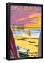 San Diego, California - Ocean Beach-null-Framed Poster