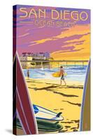 San Diego, California - Ocean Beach-Lantern Press-Stretched Canvas