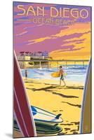 San Diego, California - Ocean Beach-Lantern Press-Mounted Art Print