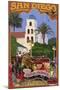 San Diego, California - Old Town-Lantern Press-Mounted Art Print