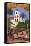 San Diego, California - Old Town-Lantern Press-Framed Stretched Canvas