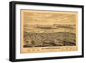 San Diego, California - Panoramic Map-Lantern Press-Framed Art Print