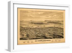 San Diego, California - Panoramic Map-Lantern Press-Framed Art Print