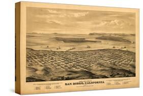 San Diego, California - Panoramic Map-Lantern Press-Stretched Canvas