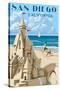 San Diego, California - Sandcastle-Lantern Press-Stretched Canvas