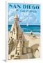 San Diego, California - Sandcastle-Lantern Press-Framed Art Print