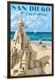 San Diego, California - Sandcastle-Lantern Press-Framed Art Print