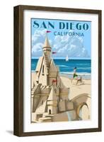 San Diego, California - Sandcastle-Lantern Press-Framed Art Print