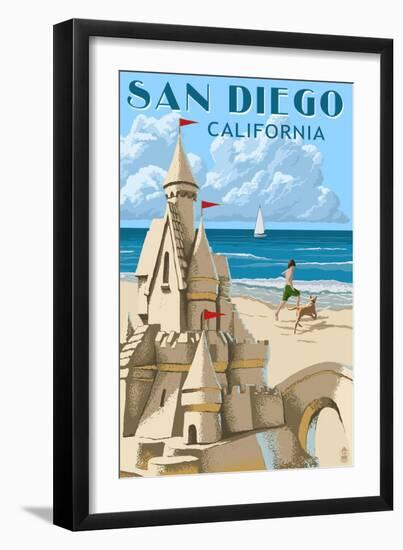 San Diego, California - Sandcastle-Lantern Press-Framed Art Print