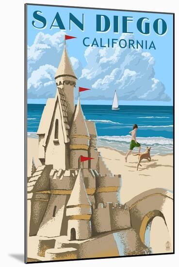 San Diego, California - Sandcastle-Lantern Press-Mounted Art Print