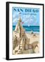 San Diego, California - Sandcastle-Lantern Press-Framed Art Print