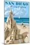 San Diego, California - Sandcastle-Lantern Press-Mounted Art Print