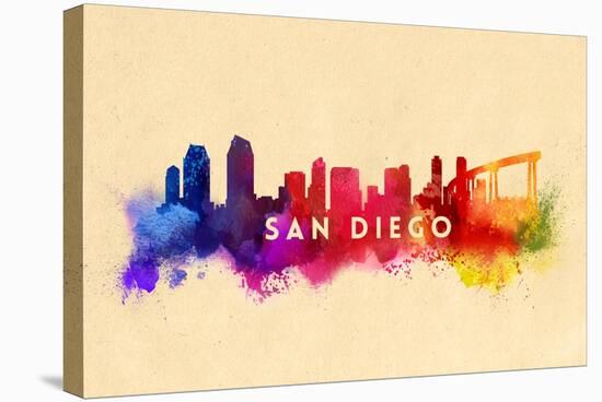 San Diego, California - Skyline Abstract-Lantern Press-Stretched Canvas