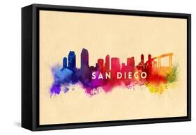 San Diego, California - Skyline Abstract-Lantern Press-Framed Stretched Canvas
