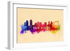 San Diego, California - Skyline Abstract-Lantern Press-Framed Art Print