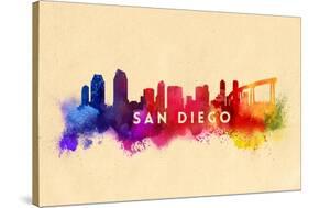 San Diego, California - Skyline Abstract-Lantern Press-Stretched Canvas