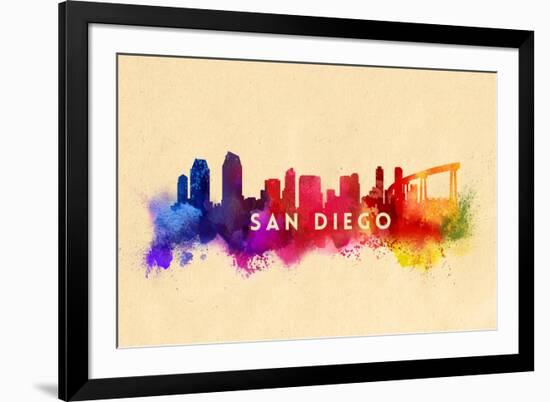 San Diego, California - Skyline Abstract-Lantern Press-Framed Premium Giclee Print