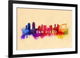 San Diego, California - Skyline Abstract-Lantern Press-Framed Premium Giclee Print