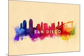 San Diego, California - Skyline Abstract-Lantern Press-Mounted Premium Giclee Print