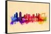 San Diego, California - Skyline Abstract-Lantern Press-Framed Stretched Canvas