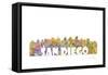 San Diego California Skyline Mclr 2-Marlene Watson-Framed Stretched Canvas