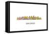 San Diego California Skyline-Marlene Watson-Framed Stretched Canvas