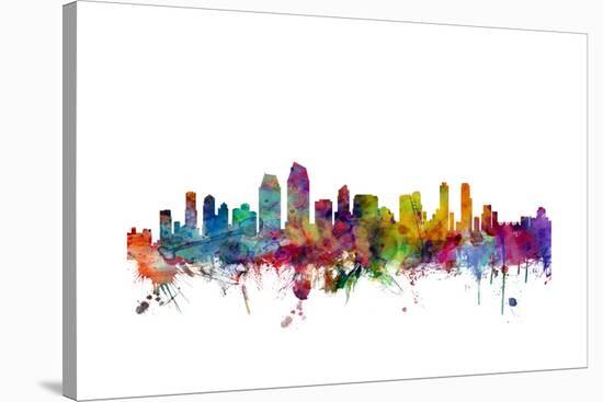 San Diego California Skyline-Michael Tompsett-Stretched Canvas