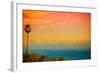 San Diego, California - Sunset and Bird-Lantern Press-Framed Art Print