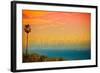 San Diego, California - Sunset and Bird-Lantern Press-Framed Art Print