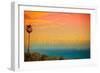 San Diego, California - Sunset and Bird-Lantern Press-Framed Art Print