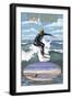 San Diego, California - Surfer Scene-Lantern Press-Framed Art Print