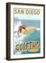 San Diego, California - Surfer Tropical-Lantern Press-Framed Art Print