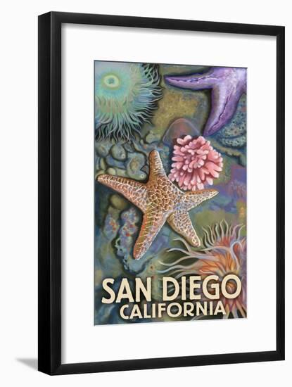 San Diego, California - Tidepool-Lantern Press-Framed Art Print