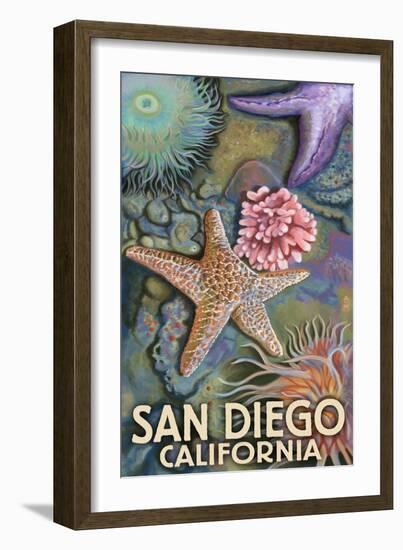 San Diego, California - Tidepool-Lantern Press-Framed Art Print