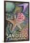 San Diego, California - Tidepool-Lantern Press-Framed Art Print