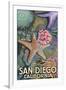 San Diego, California - Tidepool-Lantern Press-Framed Art Print