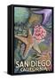 San Diego, California - Tidepool-Lantern Press-Framed Stretched Canvas