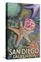 San Diego, California - Tidepool-Lantern Press-Stretched Canvas