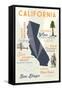 San Diego, California - Typography and Icons-Lantern Press-Framed Stretched Canvas