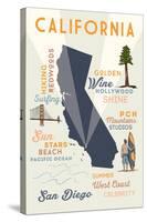 San Diego, California - Typography and Icons-Lantern Press-Stretched Canvas