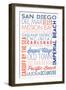 San Diego, California - Typography-Lantern Press-Framed Art Print