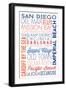 San Diego, California - Typography-Lantern Press-Framed Art Print