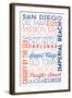 San Diego, California - Typography-Lantern Press-Framed Art Print