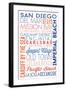 San Diego, California - Typography-Lantern Press-Framed Art Print